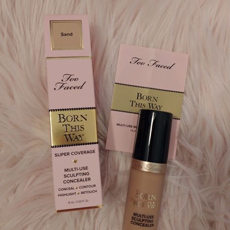 Nwt Too Faced Born This Way Super Coverage Multi-Use Concealer 100% Authentic As Always Batch Code Listed Above Brand New/Never Used Or Swatched Shade Sand No Price Police/No Rude Comments No Trades/No Holds All Items Are Always Triple Protect Before Mailing Out And Pics Are Taken During Packaging Drama Free Zone Fast Shipper Two Faced Foundation, Two Faced Makeup Products, Two Faced Concealer, Concealer Aesthetic, Two Faced Makeup, Drama Free Zone, Dream Products, Drugstore Concealer, Born This Way Concealer