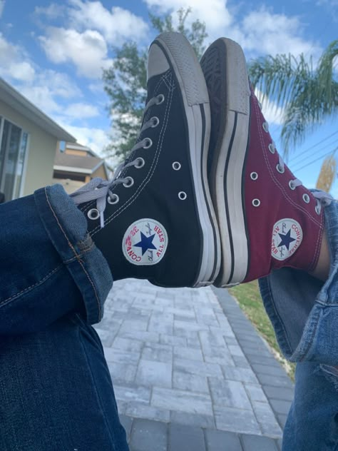 Converse Shoe Aesthetic, Cute Aesthetic Converse, Converse Colors Aesthetic, Converse One Star Aesthetic, Dark Red Converse, Old Converse Aesthetic Grunge, Cute Converse Shoes, Converse Red, Cute Converse