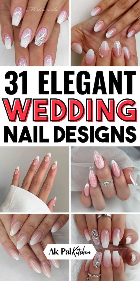 Wedding nails are a must for your big day. Discover elegant wedding nail designs and bridal nail art that will complement your look. From simple wedding nail ideas to wedding glitter nails, there’s a style for every bride. Explore classic bridal nails and French manicures for wedding elegance. Try nude wedding nails for a timeless touch. Wedding gel nails and luxury wedding nail art are perfect for a lasting finish. Check out wedding nail trends, floral wedding nails, and chic wedding nails. Wedding Nails Neutral Simple, White Nails Wedding Brides, Simple Nail Art Designs For Wedding, Gel Nail Designs For Brides, Nails For Going To A Wedding, Bridal Nail Ideas French, Fancy French Nails Wedding, Nail Design For Bride Wedding, Bridal Nails Gel Polish