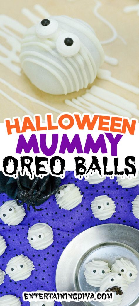 Halloween Mummy Oreo Balls | Halloween Oreo Balls For Halloween, Oreo Balls Halloween, Mummy Balls, Halloween Desserts Oreo Balls, Mummy Oreo Balls, Halloween Oreo Treats, Oreo Mummy Cookies, Mummy Oreos, Mummy Dessert