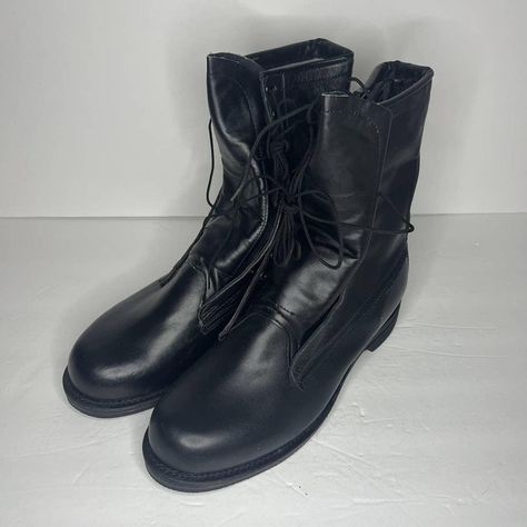 Vintage 90s Addison Shoe Black Leather Military... - Depop Military Combat Boots, Military Combat, Combat Boots, Black Shoes, Black Leather, Boots, Leather, Black, Clothes