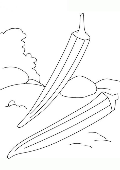 Lady Fingers Coloring Pages. Free Lady Fingers Coloring Pages For kids download and print. Lady Finger Drawing For Kids, Ladies Finger Drawing, Finger Drawing, How To Draw Fingers, Vegetable Coloring Pages, Vector Line Art, Coloring Worksheet, Preschool Coloring Pages, Drawing Color