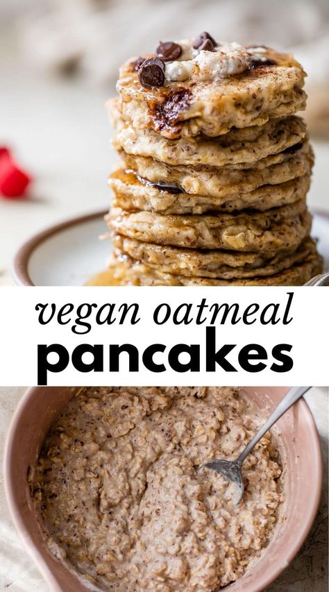 Oat Pancakes Vegan, Oat Breakfast Recipes, Vegan Oatmeal Pancakes, Protein Powder Pancakes, Banana Chocolate Chip Pancakes, Oatmeal Pancakes Recipe, Best Healthy Breakfast, Oat Breakfast, Pancake And Waffle