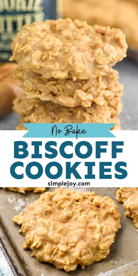 This No Bake Biscoff Cookie Recipe is going to rock your world. Made in the same fashion as our peanut butter no bake cookies, these will quickly become a favorite in your family. No Bake Biscoff, Biscoff Cookie Recipe, Peanut Butter No Bake Cookies, Speculoos Cookie Butter, Biscoff Cookie Butter, Peanut Butter No Bake, Biscoff Cookies, Frozen Cookies, Baking Recipes Cookies