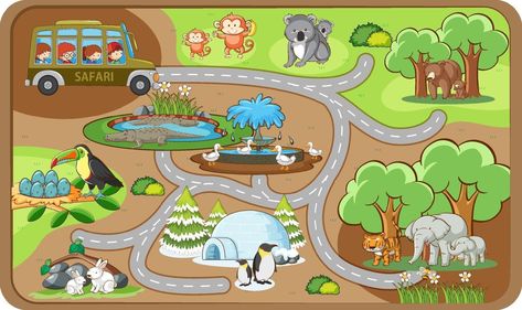 Maze Game, Game Template, The Zoo, Video New, Vector Photo, Premium Vector, Cute Cartoon, Graphic Resources, Vector Art