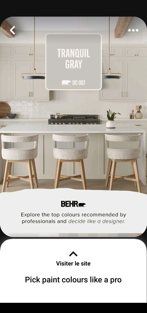 Behr Tranquil Gray, Tranquil Gray Behr, Behr Paint, Gray Paint, Grey Paint Colors, Bay House, Paint Colors For Living Room, Paint Colours, Grey Kitchen