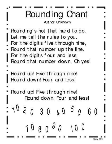 Chants For Math, Rounding Rap, Rounding Rhyme, Rounding Numbers Anchor Chart, Rounding To The Nearest 10 Anchor Chart, Rounding Off Numbers Activities, Rounding And Estimating Activities, Rounding And Estimating Anchor Chart, Rounding To The Nearest 10