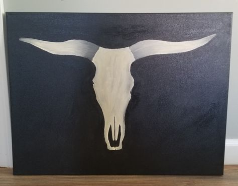 A Bull skull painted on a 16x20 canvas. This painting has a matte sealant. Skull Painting Ideas On Canvas, Bull Skull Painting, Skull Painting Ideas, Painting Simple, Skull Painting, A Bull, Painting Ideas On Canvas, Bull Skull, Bull Skulls