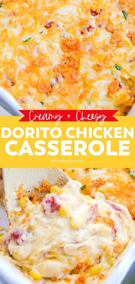 Chicken Dorito Casserole Recipe, Dorito Chicken Casserole, Dorito Chip, Chicken Dorito Casserole, Ravioli Casserole, Baked Ravioli, Dorito Chicken, Dorito Casserole, Slow Cooker Shredded Chicken