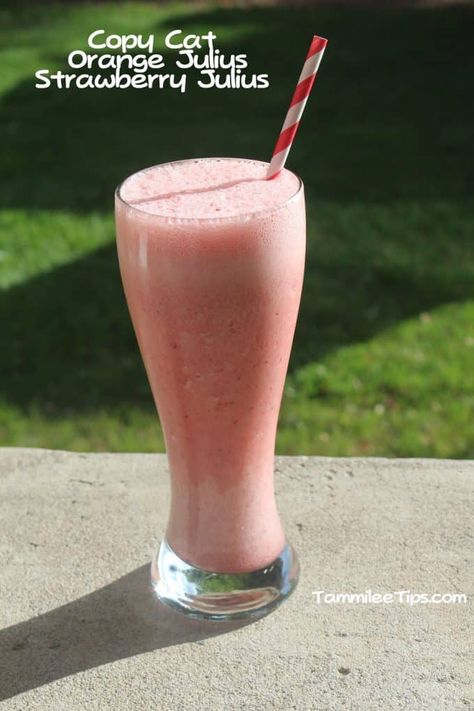 Strawberry Julius Recipe, Mcdonalds Sweet Tea, Starbucks Frappuccino Recipe, Orange Julius Recipe, Smoothie Protein, Frappuccino Recipe, Orange Julius, Cat Orange, Strawberry Banana Smoothie