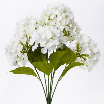 Highland Dunes Artificial Bouquet Hydrangeas Stem (Set of 24) Flowers/Leaves Color: White Pink Hydrangea Bouquet, Purple Hydrangea Bouquet, White Calla Lily Bouquet, Blue Hydrangea Bouquet, Stem Flowers, Event Decor Direct, Hydrangea Bush, Hydrangea Bouquet, Silk Hydrangeas