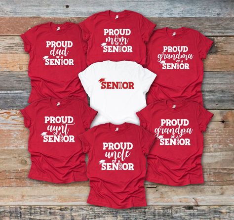 Matching Family Graduation Shirts, Proud Senior Mom Shirt, Graduate Shirts For Family, Proud Graduate Shirt, Graduation Tee Shirts Ideas For Family, Senior Shirts For Family, Grad Squad Shirt Ideas, Senior Night Family Shirts, College Graduation Shirts For Family