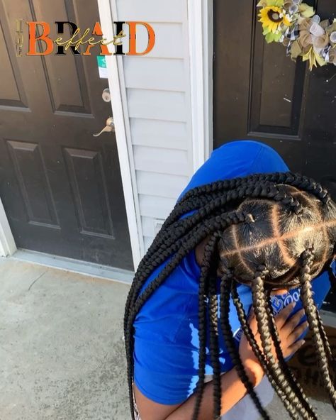 The Braid Effect on Instagram: “Jumbo Knotless Braids 🔥😍 I’ll add them to my site shortly #thebraideffect #montgomerybraider #voiceofhair #blackhair #braidstyles #braider…” Xl Knotless Braids, Jumbo Knotless Box Braids Parts, Jumbo Knotless Box Braids Parting Map, 6 Jumbo Box Braids, Jumbo Box Braids Parts, Jumbo Knotless Box Braids, Jumbo Box Braid Parts, 4 Big Box Braids Jumbo, Cute Box Braids