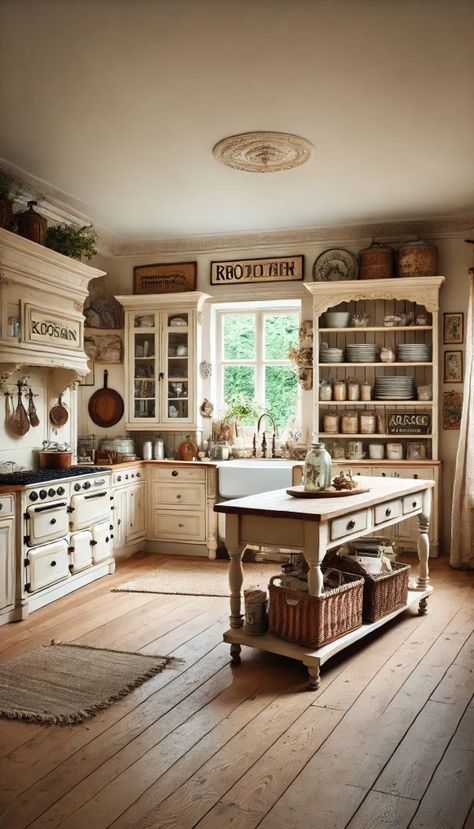 Cotswold Kitchen Ideas, Old Farmhouse Kitchen Rustic, French Country House Kitchen, Country Kitchen Decorating Ideas, Country Kitchen Decorating, Bayou Cottage, Cozy Country Kitchen, English Cottage Kitchens, Cottage Core Kitchen