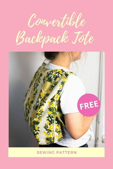 Convertible Backpack Tote FREE sewing pattern. The designer made this bag so that it doubles as both a tote and a backpack! It’s perfect for your kids, your teenagers, and even yourself. You can take it to the library, the beach, and the grocery store. Easy free tote bag sewing pattern that converts into a backpack. Small backpack sewing pattern for kids. Free market tote bag sewing pattern that converts into an easy backpack. Sew Can She at SewModernBags Small Backpack Pattern, Sew Can She, Backpack Sewing Pattern, Tote Bag Sewing Pattern, Diy Backpack Pattern, Tote Bag Sewing, Backpack Pattern Sewing, Backpack Sewing, Sewing Things