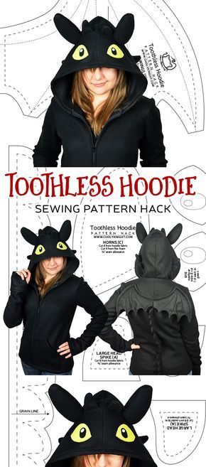 Choly Knight Free Pattern, Toothless Hoodie, Toothless Pattern, Choly Knight, Hoodie Sewing, Hoodie Sewing Pattern, Diy Tricot, Dragon Hoodie, Pattern Hack