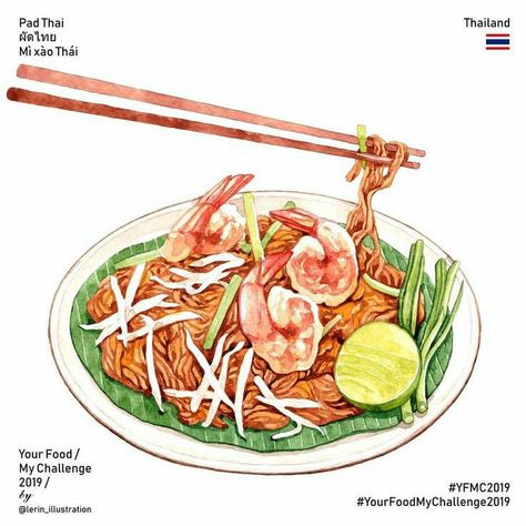 Mi Xao, Food Artwork, Food Sketch, Thailand Food, Food Cartoon, Food Logo Design, Watercolor Food, Food Painting, Outdoor Food