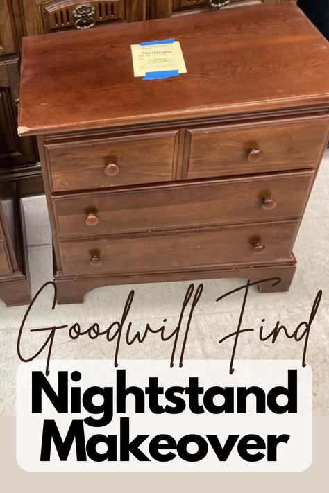 Nightstand Redo Ideas, Popular Nightstand Colors, Broyhill Nightstand Makeover, Redo Night Stands, 3 Drawer Nightstand Makeover, Antique Nightstand Makeover, Refinished Night Stand Ideas, Rafter Lighting, Wood Nightstand Makeover