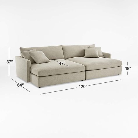 Lounge 2-Piece Double Chaise Sectional Sofa + Reviews | Crate and Barrel Attic Sofa, Couches Living Room Comfy, Extra Deep Sofa, Sectional Sofa Comfy, Double Chaise Sofa, Deep Couch, Double Chaise Lounge, Chaise Sectional Sofa, Deep Sofa