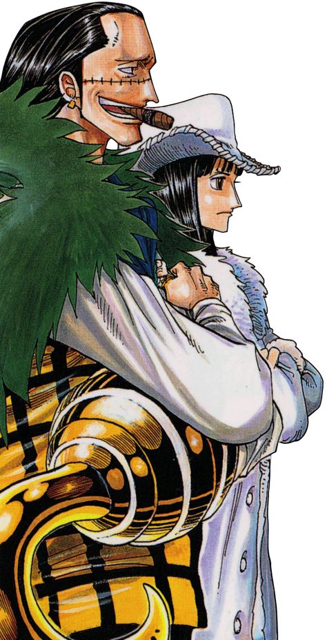 Sir Crocodile & Miss All Sunday from volume 21 cover. Miss All Sunday, One Piece Crocodile, Niko Robin, Crocodile One Piece, One Piece Aesthetic, Doflamingo Wallpaper, Sir Crocodile, Png Pictures, One Piece Wallpaper Iphone