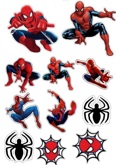 Spiderman Stickers Free Printable, Topper Spiderman Free Printables, Happy Birthday Spiderman, Spiderman Printables, Spiderman Topper, Spiderman Stickers, Batman Themed Birthday Party, Cool Car Stickers, Spiderman Cake Topper