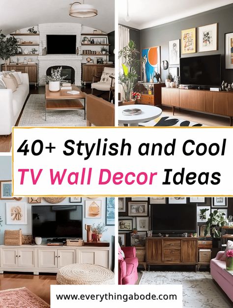 40+ Stylish and Cool TV Wall Decor Ideas How To Decorate Behind A Tv, Long Wall With Tv, Tv On Wall Ideas Living Room Mount Tv, Wall Behind Tv Decor, Tv Wall Decor Small Space, Side Of Tv Wall Decor, Behind Tv Decor, Above Tv Wall Decor Living Room, Decorate Around Tv On Wall