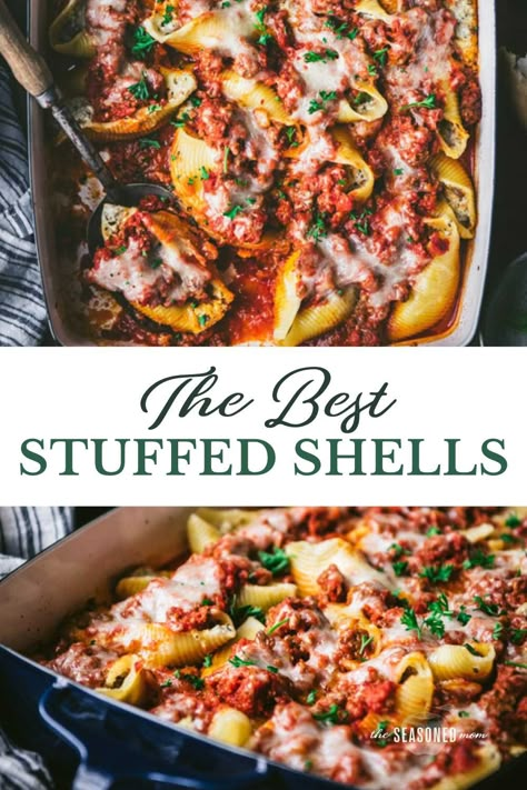 Ground Beef Stuffed Pasta Shells, Stuffed Shells With Ground Beef And Spinach, Giant Shells Recipes, Stuffed Shells Freezer Meal, Venison Stuffed Shells, Ground Chicken Stuffed Shells, Freezer Stuffed Shells, Stuffed Shells Ground Beef, Best Stuffed Shells Recipe