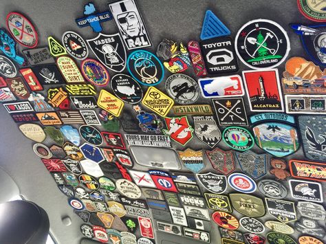 Patches on Tacoma headliner Patches On Car Roof, Truck Upgrades, Tacoma Build, Jeep Stickers, Toyota 4runner Trd, Future Trucks, Tactical Patches, Velcro Patches, Truck Interior