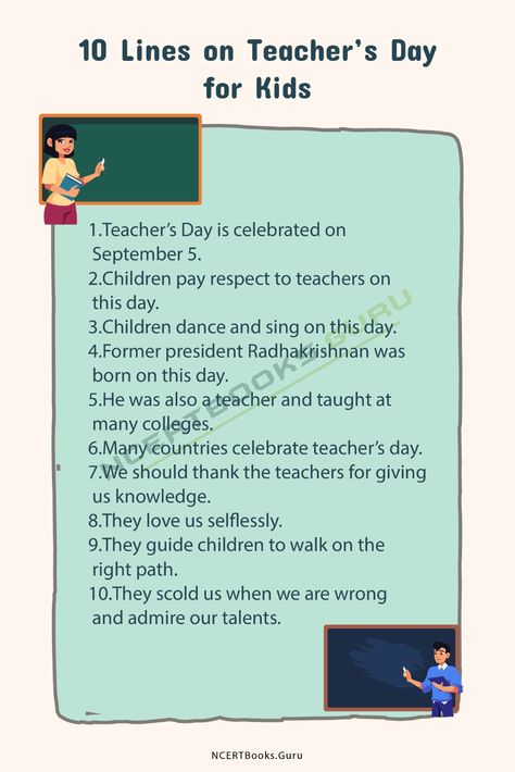 10 Lines on Teacher's Day for Students and Children in English - NCERT Books Lines On Teacher, Essay On Teachers Day, Dr Sarvepalli Radhakrishnan, Sarvepalli Radhakrishnan, Ncert Books, Showing Gratitude, World Teachers, Presets Download, Teachers Day