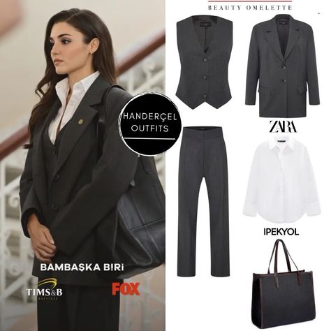 🌹Hande Erçel Closet🌹 (@handerceloutfits) • Instagram photos and videos Stylish Business Outfits, Boss Lady Outfit, Hande Ercel Style, Oversize Blazer, Woman In Suit, Modest Casual Outfits, Outfit Zara, Modesty Outfits, Color Combinations For Clothes