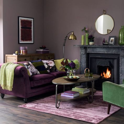 Traditional Living Room Pictures | Ideal Home Purple Living Room Ideas, Modern Bohemian Living Room, Traditional Living Room Furniture, Purple Living Room, Bohemian Living Room Decor, Cute Living Room, Living Room Color Schemes, Trendy Living Rooms, Room Color Schemes