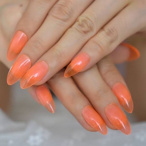 Orange Stiletto Nails, Nails Clear, Nail Art Tips, Nail Art Hacks, Artificial Nails, Stiletto Nails, Art Tips, False Nails, Bright Orange