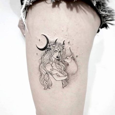 Tattoo Side, Gotik Tattoo, Venus Tattoo, Bull Skull Tattoos, Taurus Tattoo, Cowgirl Tattoos, Mother Nature Tattoos, Our Mindful Life, Floral Thigh Tattoos