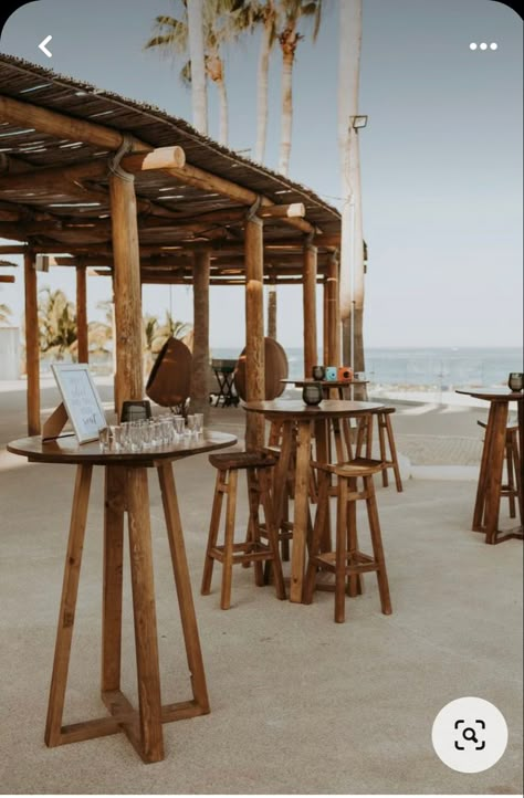 Boho Destination Wedding, Bar Deco, Destination Wedding Reception, Outdoor Restaurant Design, High Top Tables, Beach Cafe, Resort Design, Deck Decorating Ideas, High Table