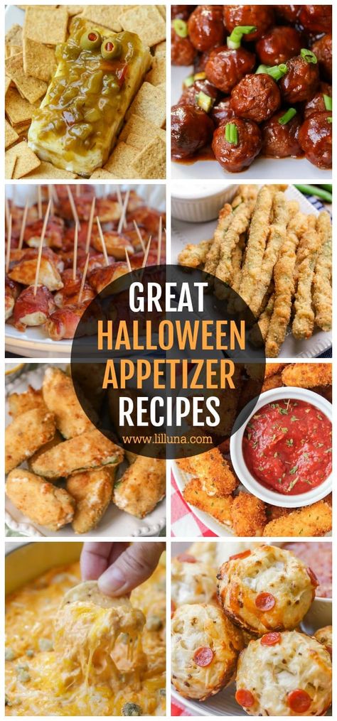 Every good Halloween party has appetizers! Check out this collection of some of the best appetizers that can easily be made into Halloween Appetizers, including dips, bites, and more! #halloweenappetizers #halloween #appetizers #halloweenrecipes #halloweenparty Super Easy Crockpot Recipes, Halloween Themed Appetizers, Halloween Dip, Delight Dessert, Halloween Potluck, Halloween Appetizer, Bacon Wrapped Chicken Bites, Halloween Finger Foods, Halloween Appetizers Easy