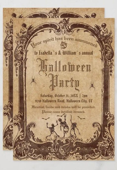 Vintage Victorian Gothic Halloween Invitation Victorian Gothic Halloween, Gothic Halloween Party, Halloween City, Halloween Party Flyer, Victorian Halloween, Horror Party, Invitation Halloween, Halloween Invitation, Halloween Party Invitation