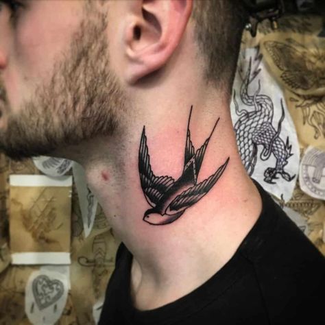 Mens Swallow Tattoo, Swallow Tattoo Meaning, Traditional Swallow Tattoo, Swallow Tattoos, Sparrow Tattoo Design, Swallow Tattoo Design, Swallow Bird Tattoos, Small Chest Tattoos, Sparrow Tattoo