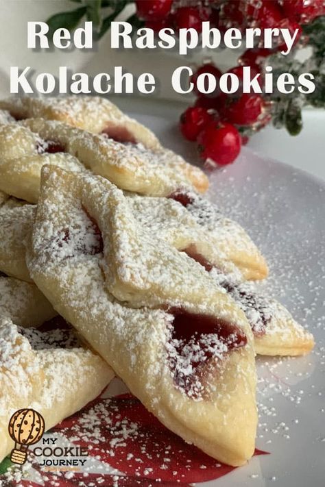 Kolache Cookie Recipe, Kolaczki Cookies Recipe, Holiday Cookies Recipes, Raspberry Cookie Recipes, Rugelach Cookies, Kolache Recipe, Cookie Display, Italian Christmas Cookies, Italian Cookie Recipes