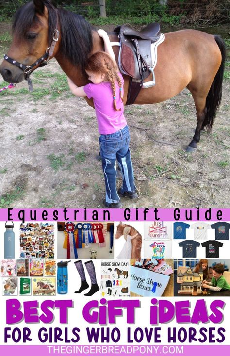 Know a girl who loves horses? Chances are probably pretty good that you know at least one! We have rounded up some of the very best gifts for girls who love horses. So the next time you are looking for a great gift idea, consider something from our list! We have gifts at many different price points and a lot of variety to choose from! Perfect for birthdays, holidays, etc. #horses #pony #equestrian #giftguide #thegingerbreadpony What To Get An Equestrian For Christmas, Horse Gifts For Girls Kids, Equestrian Gift Ideas, Horse Gift Ideas, Horse Lover Gifts, Horse Quotes Funny, Pony Gift, Rodeo Girls, Horses Equestrian