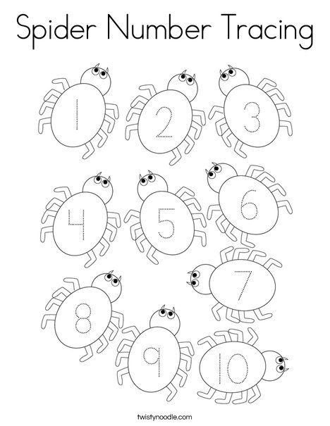 Spider Number Tracing Coloring Page - Twisty Noodle Spider Shapes Preschool, Spider Name Craft, Spider Counting Preschool, Spider Prek Activities, Counting Spiders Preschool, S Is For Spider, Spider Literacy Activities Preschool, Spider Crafts Preschool, Spider Cognitive Activities