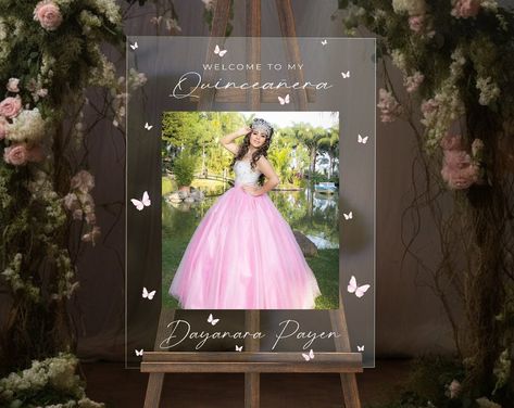 LoveLetterssPrintCo - Etsy Decoraciones De Quinceanera Ideas, Court Table Quinceanera, Backyard Quinceanera Ideas, Quinceañera Decorations Ideas, Elegant Quinceanera Themes, Butterfly Quinceanera Theme, Pink Quince Theme, Quince Poses, Quinceañera Decor