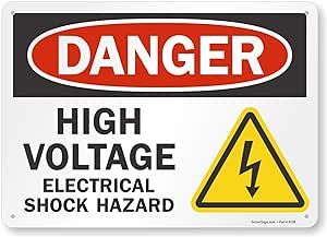 Danger High Voltage, Reflective Sign, Danger Signs, Hazard Sign, Sign Letters, Safety Awareness, White Sign, Building Signs, Red Sign