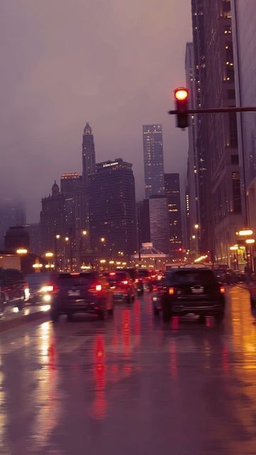 chicago 🐀 on Instagram: "One of the best rainy days in Chicago so far #rain #traffic #citylights #nightphotography #night #city #chicago #cityscapes #fog #citylights #skyscrapers" Rainy Chicago Aesthetic, Chicago Rainy Day, Rainy Chicago, City Lights Rain, Raining City Night, Rainy City Street Night, Rainy Cityscape, Rainy City, Chicago At Night