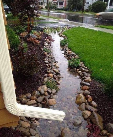 River Rock Landscaping, Hardscape Design, Easy Landscaping, Vertical Gardens, Dry Creek, Rain Garden, Creative Gardening, Charming Garden, Landscaping Tips