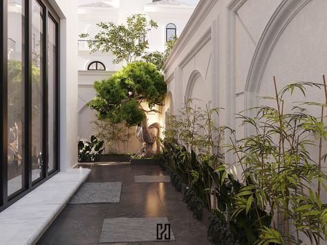 Terrace Exterior, New Classic Design, Classic Landscape, Courtyard Gardens Design, Landscape Model, Architect Design House, Exterior Wall Design, Classic Garden, Garden Architecture