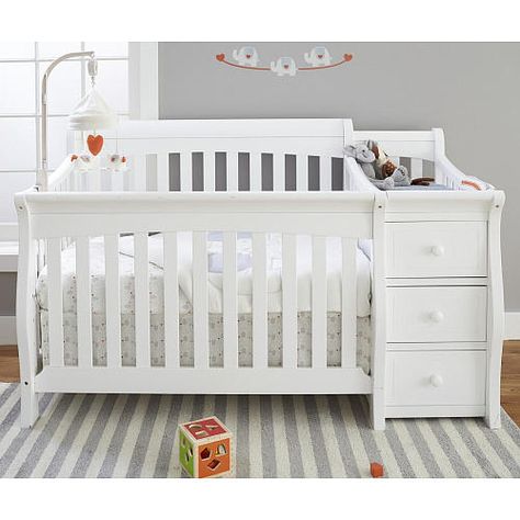 Sorelle Princeton Elite Crib and Changer - White - Sorelle - Babies "R" Us White Cribs, Crib With Changing Table, Unique Cribs, Best Baby Cribs, 4 In 1 Crib, Crib Design, White Crib, Best Crib, Changing Table Dresser