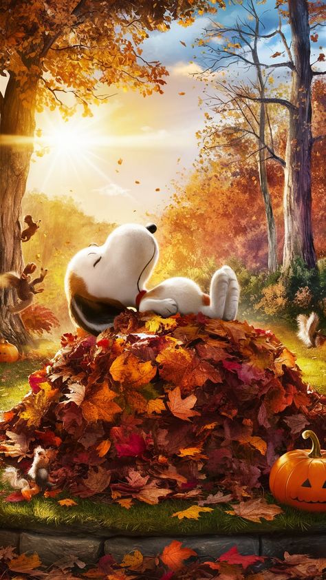 Snoopy Fall Autumn, Snoopy Autumn Wallpapers, Animals In Fall, Autumn Snoopy, Snoopy Fall Wallpaper, Cute Fall Quotes, Snoopy Autumn, Fall Snoopy, Sunday Fall