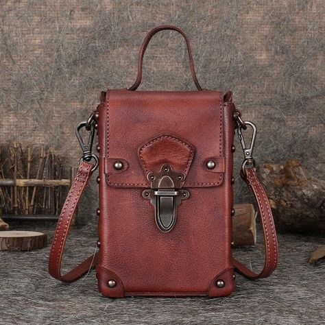 Leather Womens Small Box Shoulder Bag Cube Small Handmade Handbag Purse for Ladies Square Handbag, Bag Lock, Handmade Handbag, Over The Shoulder Bags, Shoulder Sling, Women Boxing, Trendy Handbags, Phone Bags, Handmade Handbags