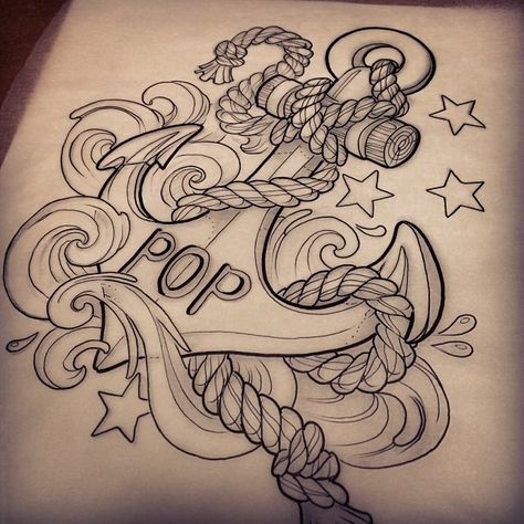 Anchor memorial tattoo for Pap Logan Tattoo, Pop Tattoo, Traditional Anchor Tattoo, Water Tattoos, Anchor Drawings, Rope Tattoo, Locket Tattoos, Navy Tattoos, Anchor Tattoo Design