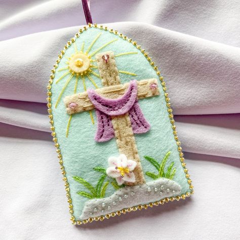 shop - IVYONA DESIGN CO. Cross Felt Ornament, Felt Cross, Felt Easter Crafts, Grub Hub, He Is Risen Easter, April Easter, Easter Ornaments, Easter Stuff, Bazaar Crafts